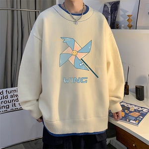控78 假两件毛衣男大码加绒针织衫男毛线衣M80112-P55  加绒P70图片