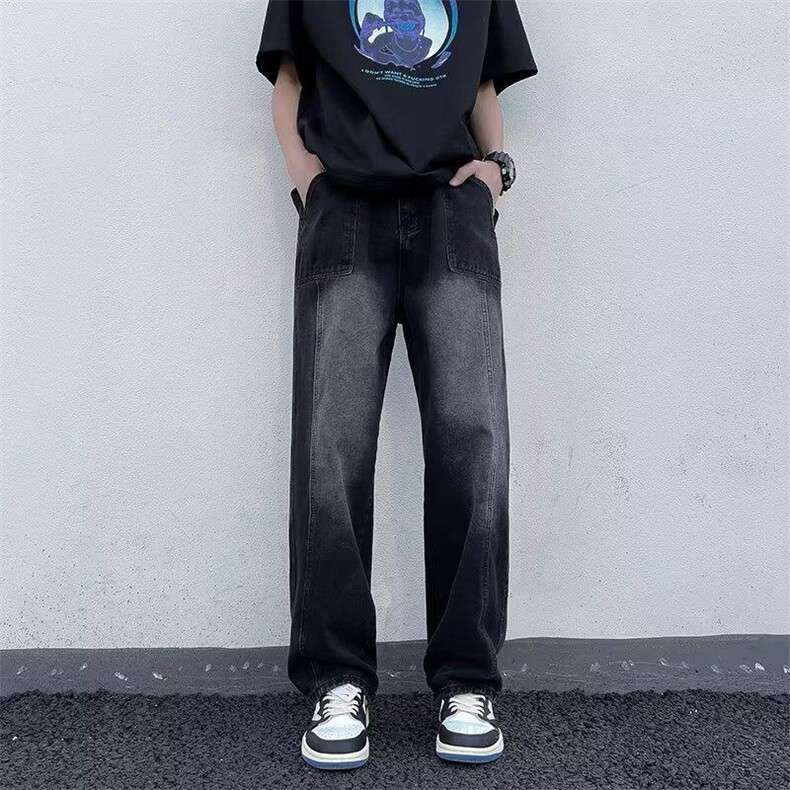 直脚流行牛仔裤潮男长裤夏季水洗宽松直筒拉链KK007-P40,男装牛仔裤,星座911-3