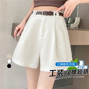 棉麻工装短裤女夏季薄款高腰韩版宽松休闲阔腿裤小个子时尚热裤潮图片