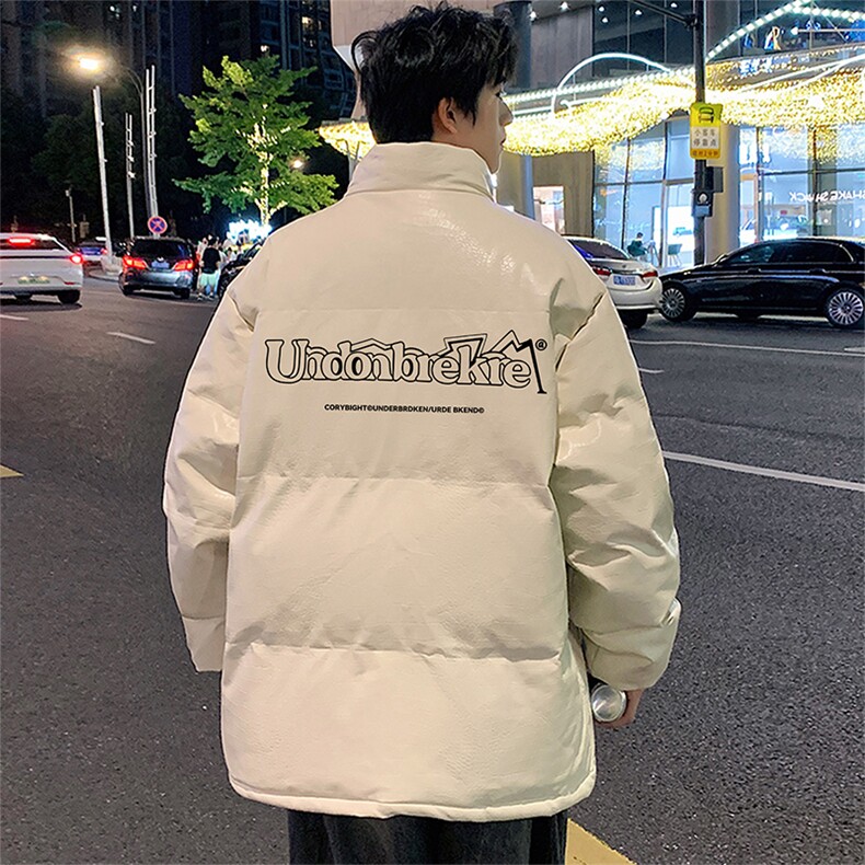 港风直播抖音高品质宽松男羽绒棉加厚PU皮棉衣外套M1501P90,男装棉衣,电商C408-1(原B339-1)