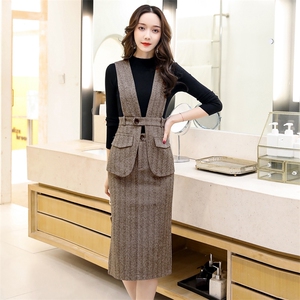 套装/套裙时尚修身三件套装裙女2021年春装新款一步裙套装裙子图片