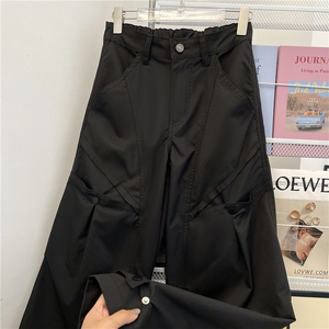 新款宽松休闲裤男韩版潮流百搭裤子阔腿拖地长裤KZ0355-P55,女生小白鞋和黑裤子的搭配图片