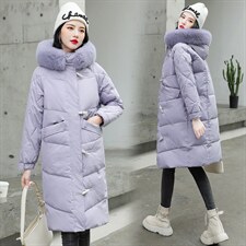 2021年冬季新款宽松休闲大口袋羽绒棉棉衣冬季配仿真毛，女装棉衣/棉服，依万里