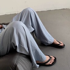 纯色阔腿裤女2025春夏新款高腰薄款垂感醋酸肌理山本裤子，男装休闲裤，星座1210-1