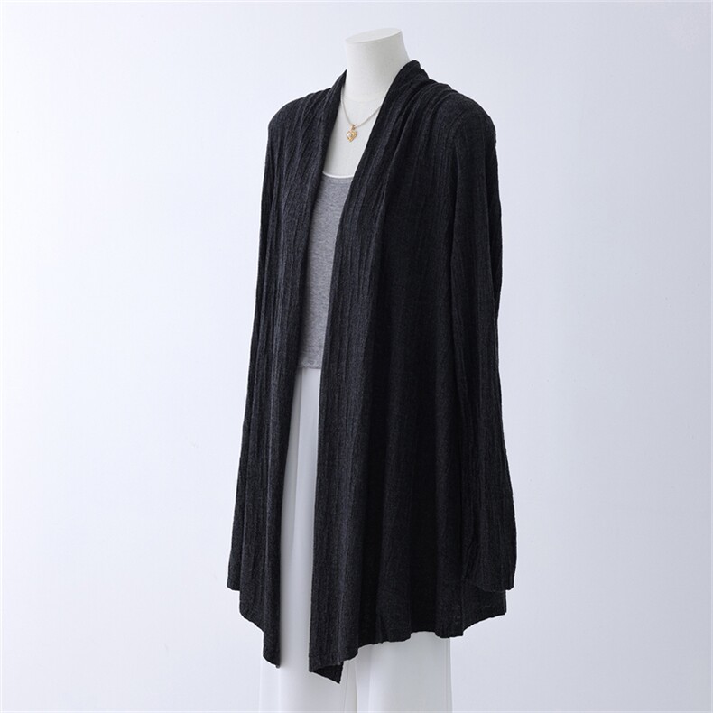 精纺羊毛浴袍款开衫，女装针织衫/毛衣，优麦羊绒（原洪叶羊绒）