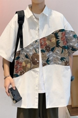1绣花拼接成分：100%聚酯纤维M-5XL大码短袖衬衫男DCS7743P42控68，男装T恤，星座226-2
