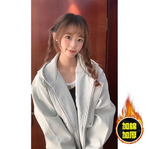 现货高品质美式高街重磅座山雕连帽pu皮棉衣男女加厚毛毛绒冬外套