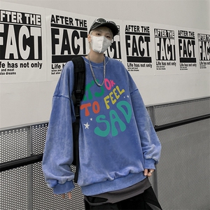 美式潮牌重磅水洗做旧圆领卫衣力推大码男BK5547-P58加绒P66图片