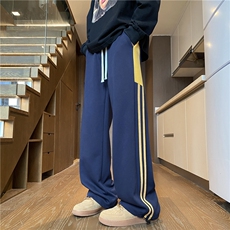 抖音品质秋季新款美式运动织带条纹宽松卫裤B315-K159-特p40控78，男装休闲裤，电商B315