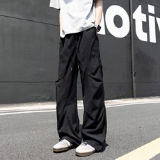 卡其色褶皱伞兵工装裤男夏季薄款美式速干裤子宽松阔腿直筒休闲裤，男装工装外套，星座1116A（原606A-3）