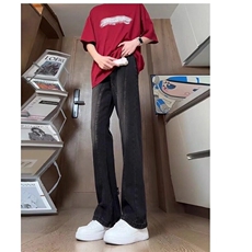 黑色排扣牛仔裤男高街vibe情侣拼接裤子微喇直筒裤网图NK272-P50，男装牛仔裤，星座302B