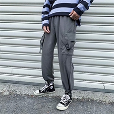 网红工装裤男韩版潮流直筒束脚裤潮牌ins港风侧边口袋休闲，男装休闲裤，星座813-2
