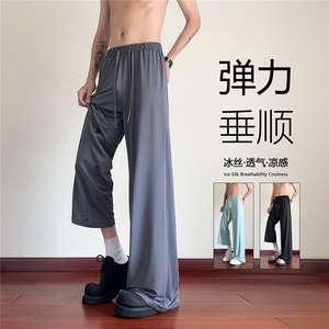 抖音品质凉感有弹力宽松设计感冰丝休闲裤B315-K25787-特p30控58图片