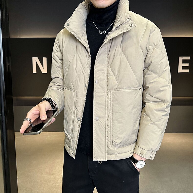 标50羽绒服男士2025新款冬装立领菱形设计外套B240-6622-P215,男装羽绒服,电商B240