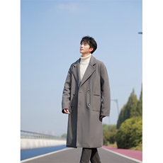 冬季宽松休闲毛呢大衣男韩版过膝呢子外套风衣潮XZ811A-F307-P138，男装风衣，星座811A