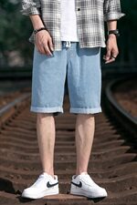 2021新款牛仔裤男直筒宽松牛仔五分短裤夏季裤子DS794T，男装牛仔裤，电商A102
