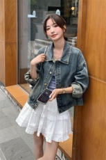 港风复古牛仔外套女2025春季新款高级感设计感宽松减龄小个子夹克，女装短外套，浪娴服饰