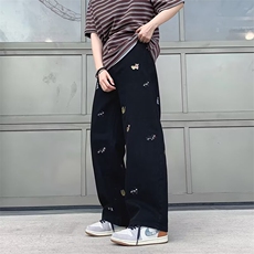 838-P41美式复古趣味小狗刺绣牛仔裤夏季新款，男装牛仔裤，电商B323A