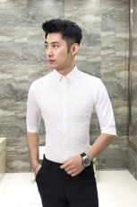 2021春夏新款修身衬衣男韩版潮个性七分袖衬衫发型师工服D440，男装衬衫，星座419（原A233）