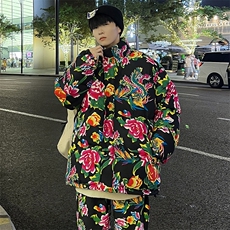 MY203东北大花加厚保暖防寒风汉服棉衣外套机车服棉袄男女潮，男装棉衣，星座115A(原星座507）