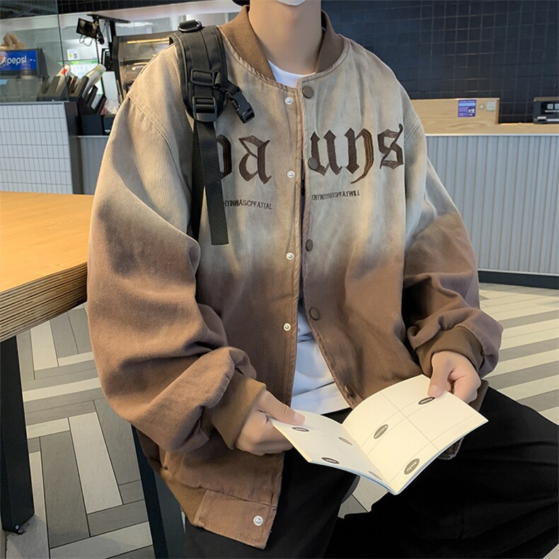 扎染刺绣棒球服外套男港风秋季宽松青少年学生休闲夹克JK0705-P68,男装夹克,星座308B-1