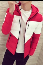 2021新款加厚棉袄拼接连帽外套男青年棉服A313/MY33/P125168，男装棉衣，电商A313