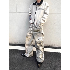 小众个性3D珠串印花宽松直筒牛仔裤长裤男女潮，男装牛仔裤，星座218-1（原230）