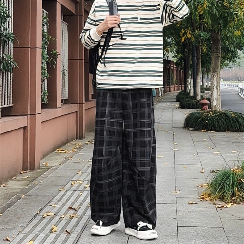 加绒卫裤肌理感格纹休闲裤男2025搭配卫衣毛衣日系裤子1030/P55,男装休闲裤,星座1412-2