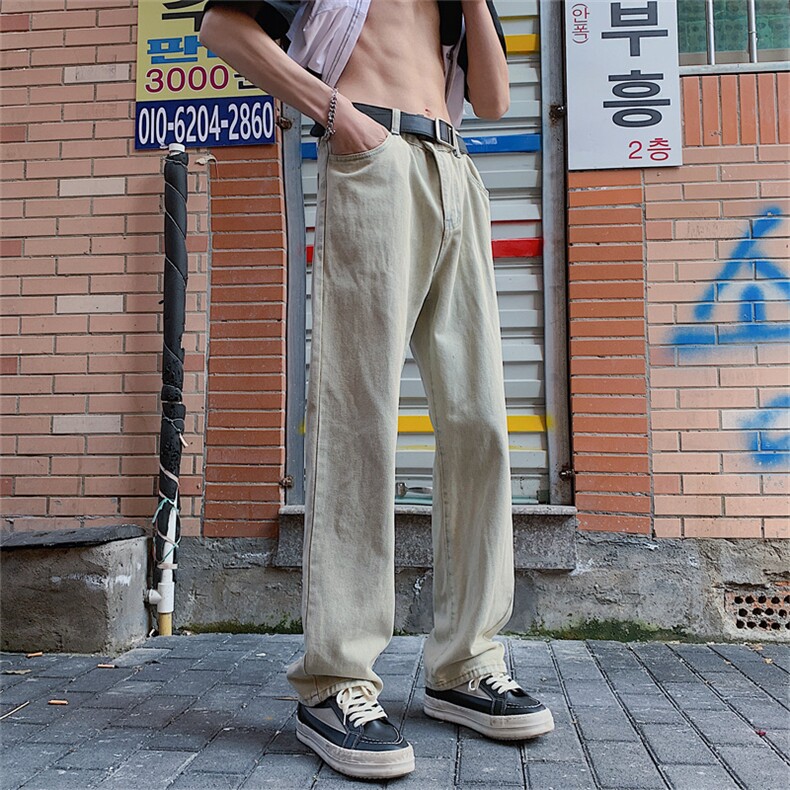 水洗做旧牛仔裤男美式潮牌宽松直筒阔腿休闲长裤N330-P43,男装牛仔裤,星座308B-1