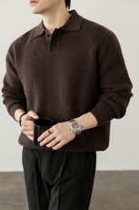 冬季polo领老钱风重磅800g时尚大码针织衫毛衣男MY124-特P67控128，男装Polo衫，电商A001