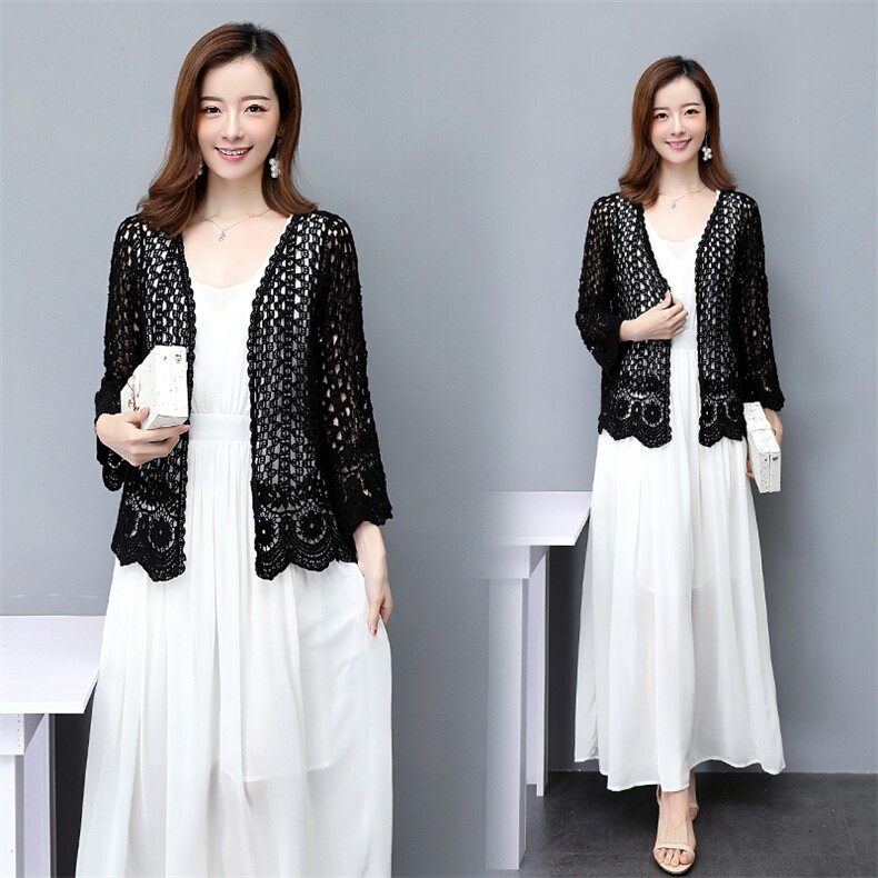 25-29周岁锦纶拼接纱网白色黑色杏色宽松开衫长袖常规V领通勤纯色，女装蕾丝衫/雪纺衫，婵米儿
