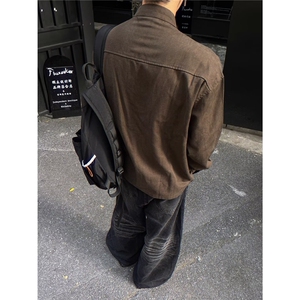 日系慵懒棒球服外套男春秋款港风穿搭青少年宽松拉链开衫早秋夹克图片