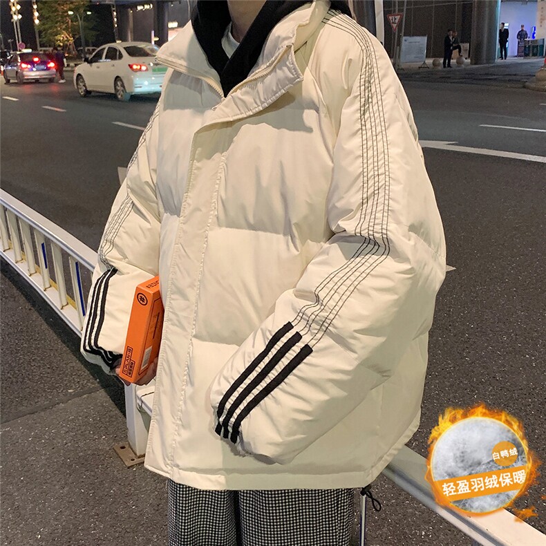 冬季加厚保暖条纹织带拼接立领白鸭绒羽绒YR110特批P135控228,男装羽绒服,电商A247