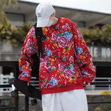 B203秋冬男女休闲圆领花卫衣外套团队服情侣新中式高质量加绒P50，女装短外套，星座115A(原星座507）