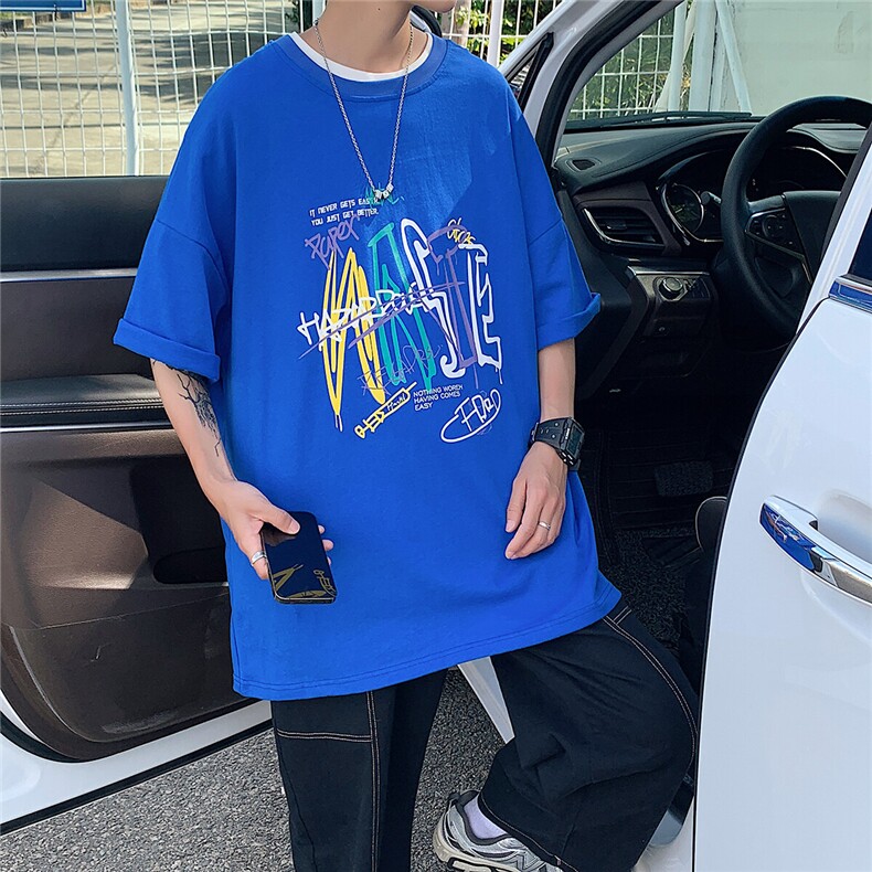 1图案已注册港风日系中性情侣大码M-5XL风短袖DT7735P28控45,男装T恤,星座226-2