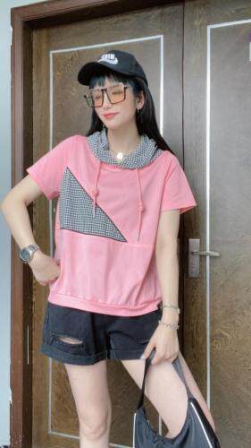 夏季新款拼接短袖上衣，女装，贝依维娅