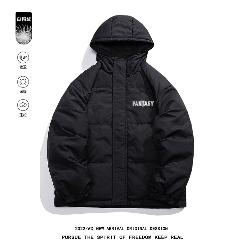 白鸭绒 白底22冬季新款字母印花加厚连帽羽绒服YR176P195控258图片