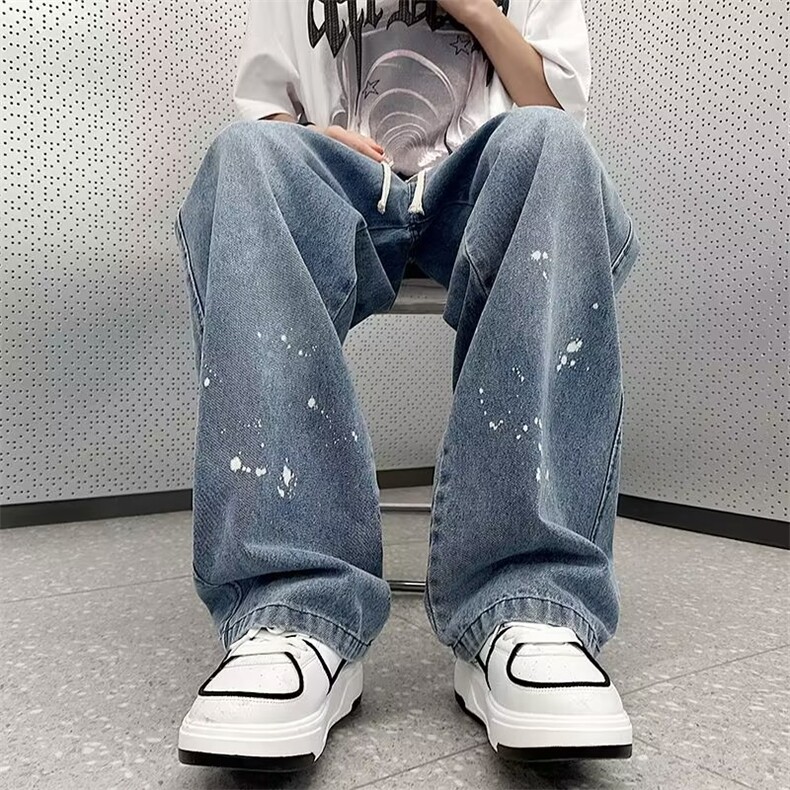 新款潮流中腰微弹青春流行男简约夏季百搭ins牛仔裤潮长裤日系,男装牛仔裤,四季星座218-1