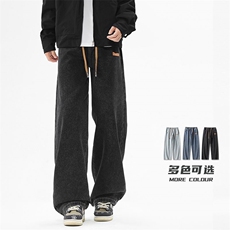 美式牛仔裤男士新款垂感宽松复古直筒休闲潮牌阔腿长裤子838，男装牛仔裤，星座205-2