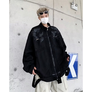 不规则拼接垫肩牛仔外套男款高级感小众上衣痞帅工装夹克 JK8246图片