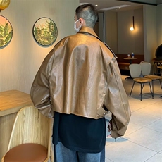 美式铆钉皮衣外套男炸街设计高级感痞帅短款机车服夹克HT155-p93，男装夹克，星座1008