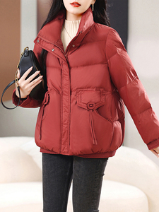 长期有货立领羽绒服短款2024冬季新款宽松加厚白鸭绒外套女图片