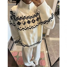 美式宽松慵懒开衫毛衣男女冬季2025新款费尔岛花瓣针织外套上衣，男装针织衫/毛衣，星座601-1