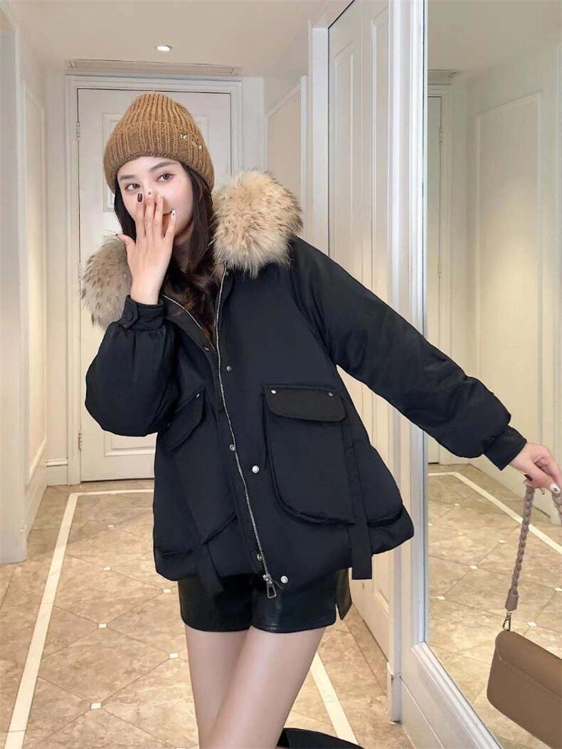 2021的大毛领羽绒服,女装羽绒服,炫女孩