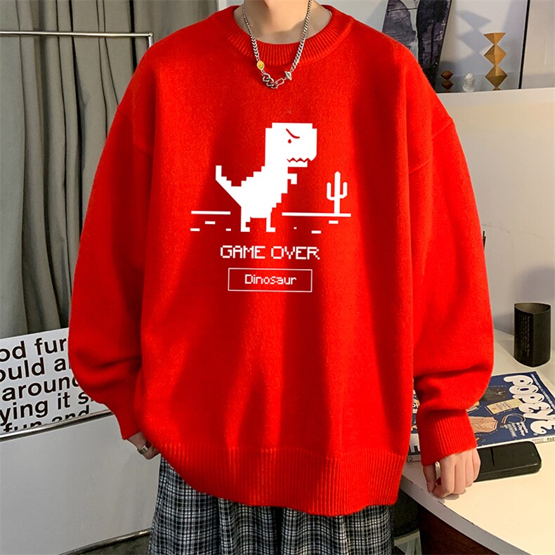圆领毛衣男大码针织衫男毛线衣线衫M67315-P45加绒款-P65,男装针织衫/毛衣,电商A040