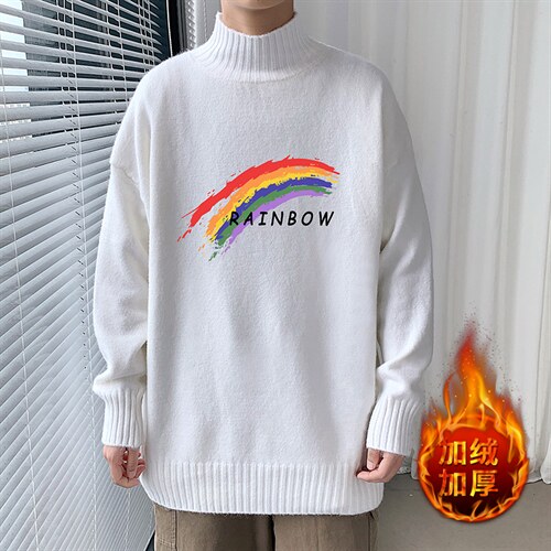 M18064-P45 加绒款-P65半高领毛衣男士大码针织衫男毛线衣男图片