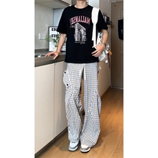 经典宽松条纹格子休闲裤，休闲百搭A061-AX01579-特P40-视频截图，男装休闲裤，电商A061