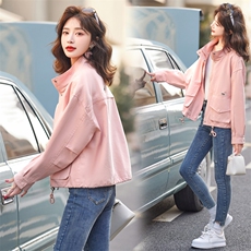 外套女春秋2025新款今年流行小个子夹克棒球服上衣短款工装风衣女，女装风衣，靓星雨