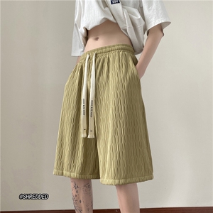 抖音品质夏季舒适透气冰丝裤宽松波浪短裤B315-K23318-P35控48图片