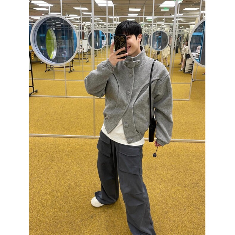 【有货】R3001CC-特P110加厚毛呢外套男设计感立领呢子夹克,男装夹克,星座1007（原301D）